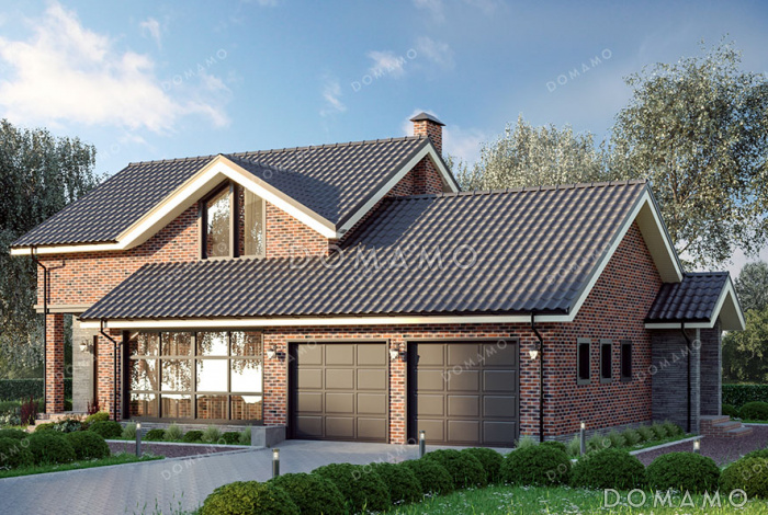 Проект загородного дома с 3 спальнями, изолированной кухней, гаражом на 2 машины и мастерской
