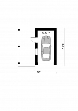 Проект одноместного гаража из кирпича с террасой  / План 1 этажа