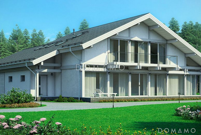 Проект энергоэффективного дома фахверк с гаражом на две машины