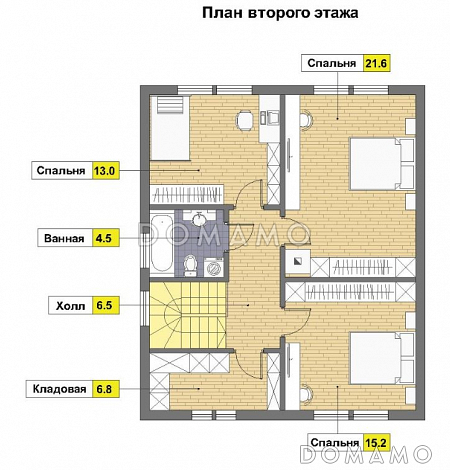 Проект кирпичного дома с санузлом на первом и на втором этаже / План мансардного этажа