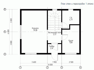 Каркасный дом "Южный" / План 1 этажа