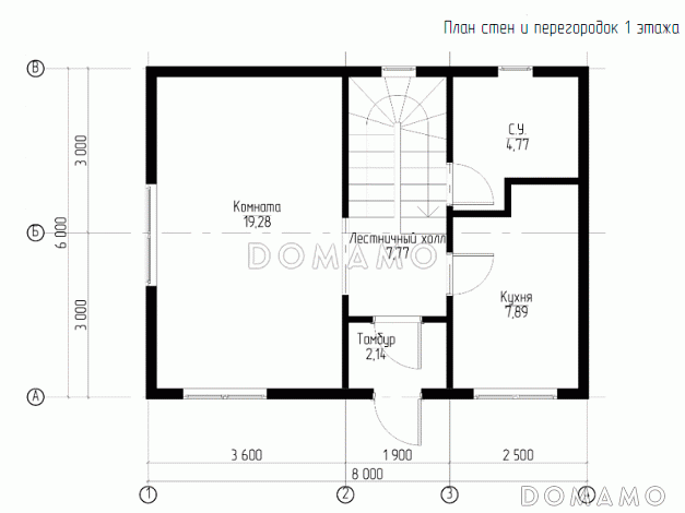 Каркасный дом "Южный" / План 1 этажа