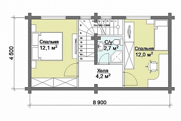 Проект дома из клееного бруса для комфортного проживания большой семьи / План мансардного этажа