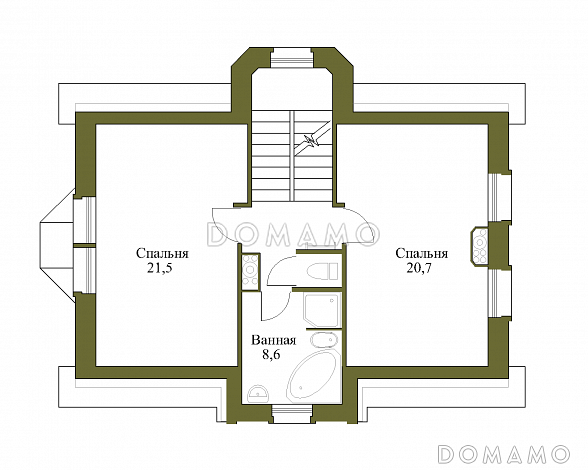 Проект коттеджа с парадным входом из газобетона / План мансардного этажа