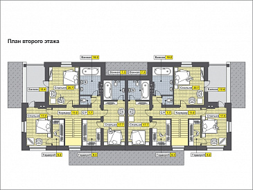 Проект дома с террасой, изолированной кухней, вторым светом / План 2 этажа