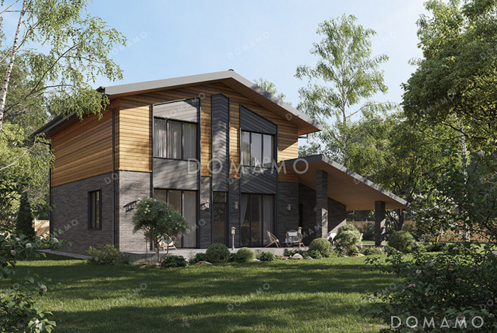 Проект двухэтажного дома с гаражом