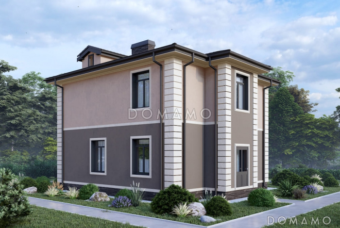 Проект двухэтажного дома с 3 спальнями, гостевой комнатой и просторной гостиной