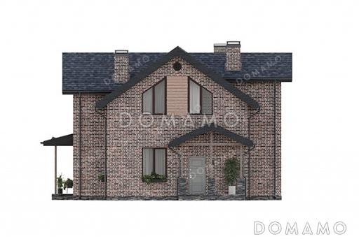 Проект дома с 4 спальнями на мансарде, балконом, террасой и гостевой комнатой на первом этаже / Фасад 4