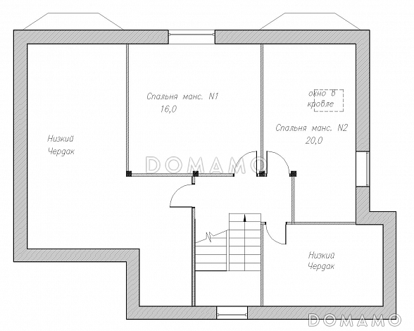 Проект коттеджа с девятью комнатами / План мансардного этажа