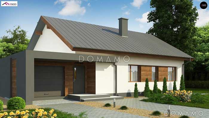 Проект одноэтажного дома из газобетона с гаражом и отделённой спальной зоной