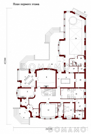 Проект дома из кирпича / План 1 этажа