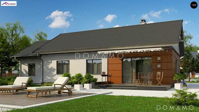 Проект классического одноэтажного дома из кирпича с тремя спальнями, светлой гостиной и гаражом