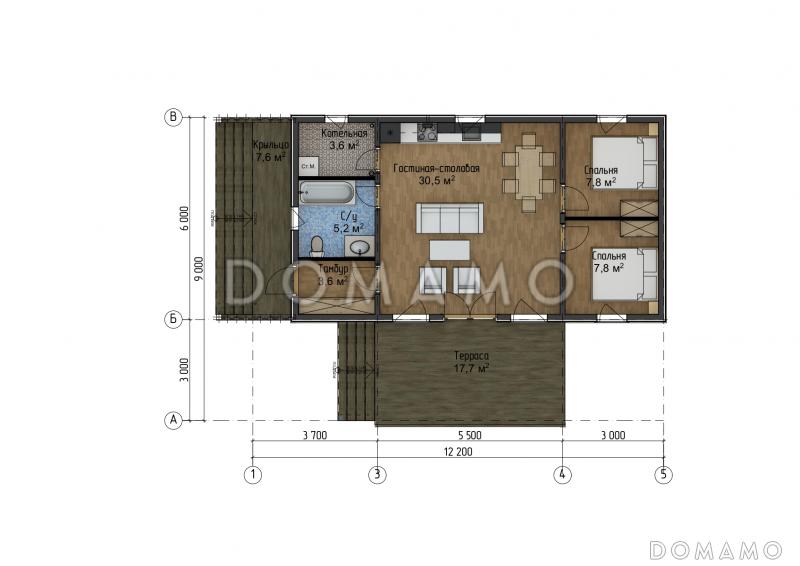Каркасный дом "Муссон" / План 1 этажа