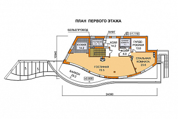 Проект дома современного дома с лифтом / План 1 этажа