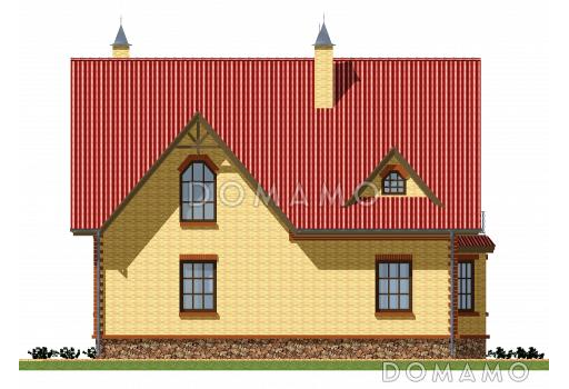 Проект компактного коттеджа из кирпича с балконом. / Фасад 3