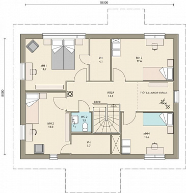 Проект каркасного дома маленькой кухонной зоной / План 2 этажа