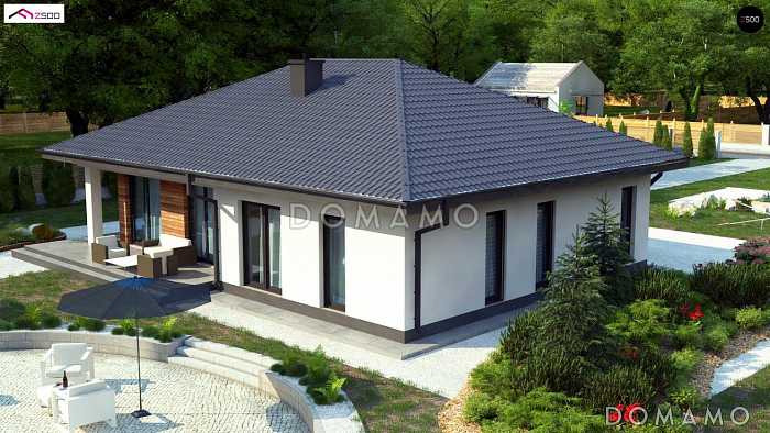 Проект компактного одноэтажного дома из кирпича с тремя спальнями и светлой просторной гостиной