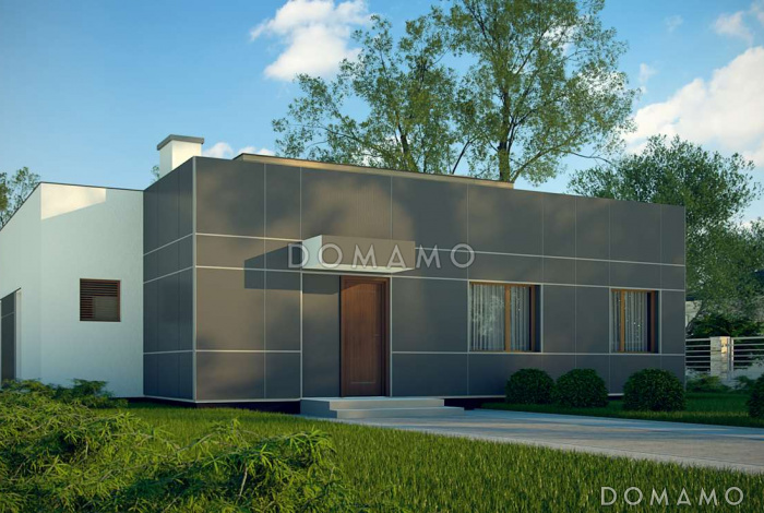 Проект современного одноэтажного дома из газобетона с тремя спальнями и светлой просторной гостиной