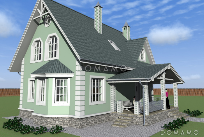 Проект компактного коттеджа с штукатуркой.