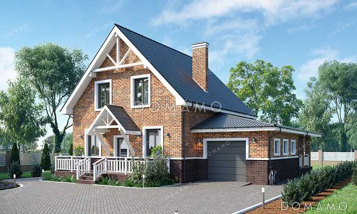 Проект дома с большими спальнями, гаражом и просторной террасой