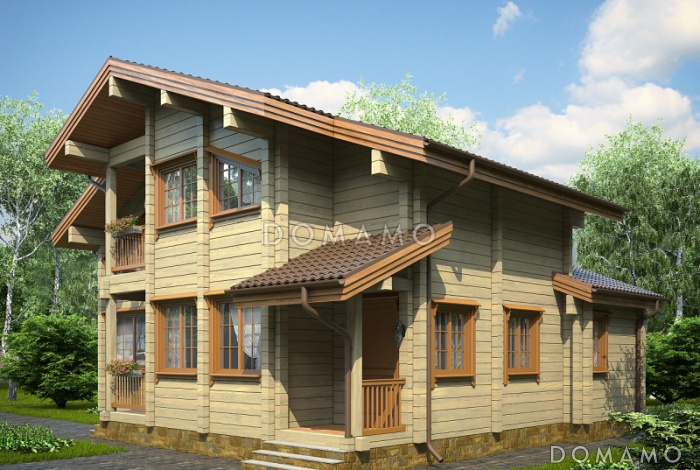 Проект дома из клееного бруса с гостевой комнатой на первом этаже