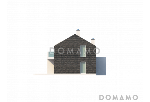 Проект современного двухэтажного дома из кирпича, с тремя спальнями, гаражом и террасой над ним / Фасад 3