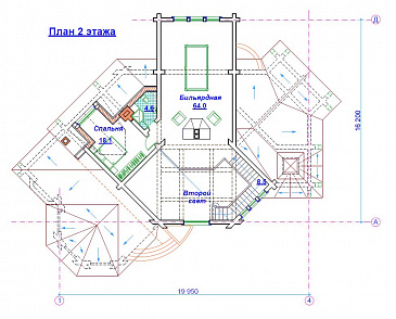 Проект бани с двухсветной гостиной / План мансардного этажа