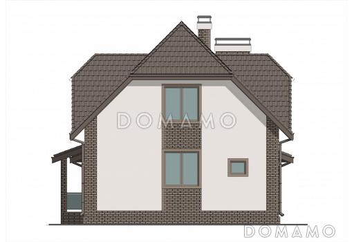 Проект мансардного дома с встроенной сауной, крытой террасой и кабинетом / Фасад 2