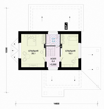 Проект современного дома из SIP панелей с гаражом / План мансардного этажа