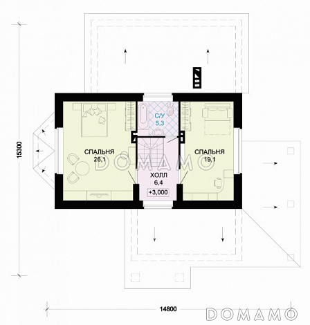 Проект современного дома из SIP панелей с гаражом / План мансардного этажа