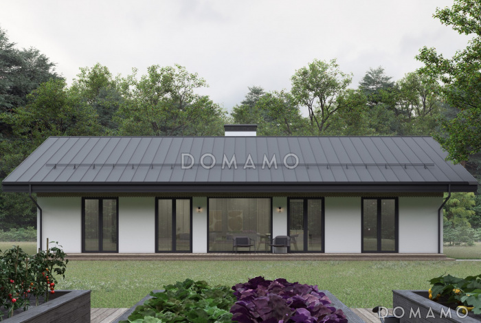 Проект дома из ж/б панелей с сауной и комбинированным фасадом SP-143-1