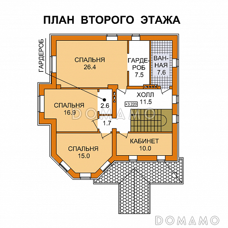 Проект рационально запланированного дома с цокольным этажом / План 2 этажа