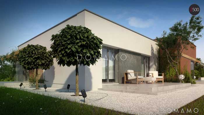 Проект просторного современного одноэтажного дома из кирпича с четырьмя спальнями