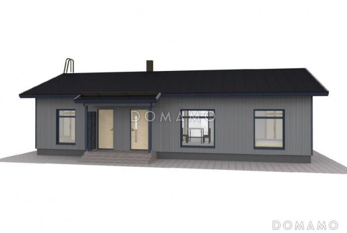 Проект современного каркасного дома с большими окнами