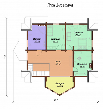 Проект одноэтажного дома с мансардным этажом, эркером и вторым светом / План мансардного этажа