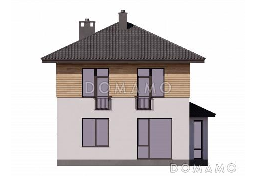 Проект дома из газобетона с эркером, крыльцом-террасой и 4 спальнями / Фасад 3