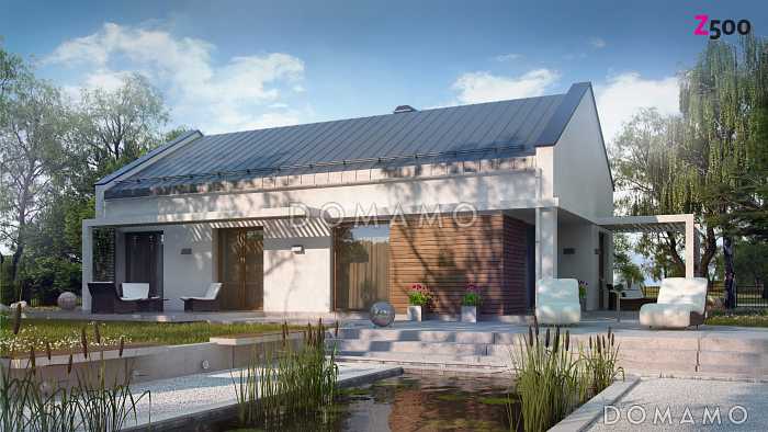 Проект одноэтажного дома из кирпича современного дизайна