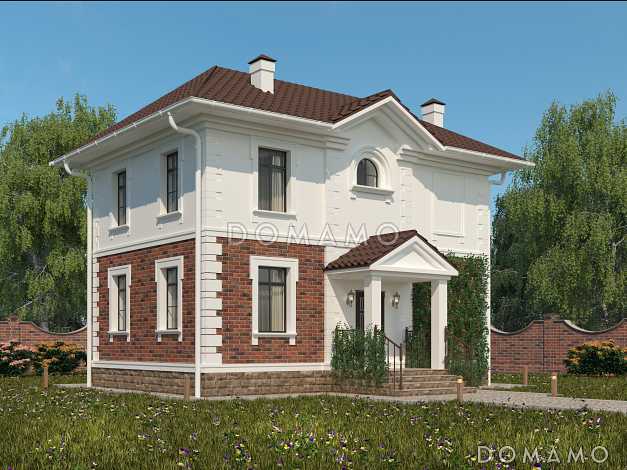 Проект небольшого двухэтажного особняка с парадным фасадом