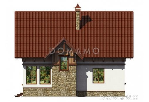 Проект дачного дома с остекленной верандой и мансардой / Фасад 4