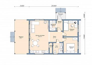Каркасный дом "Хюгге" / План 1 этажа