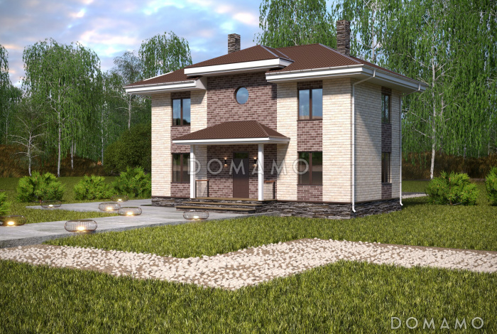 Проект компактного двухэтажного коттеджа по технологии ЛСТК с пятью спальнями