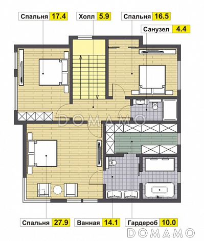 Проект современного дома из газобетона / План 2 этажа