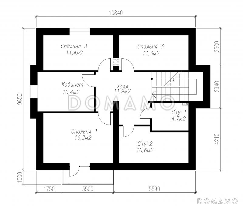 Проект просторного коттеджа в стиле кантри / План мансардного этажа