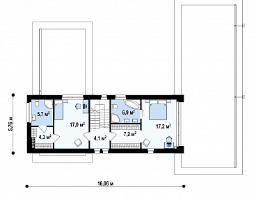 Проект двухэтажного дома с гаражом, большой прихожей, светлой гостиной, кабинетом / План 2 этажа