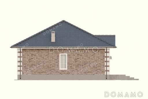 Проект маленького одноэтажного дома с тремя спальнями, котельно, санузлом и кухней / Фасад 2