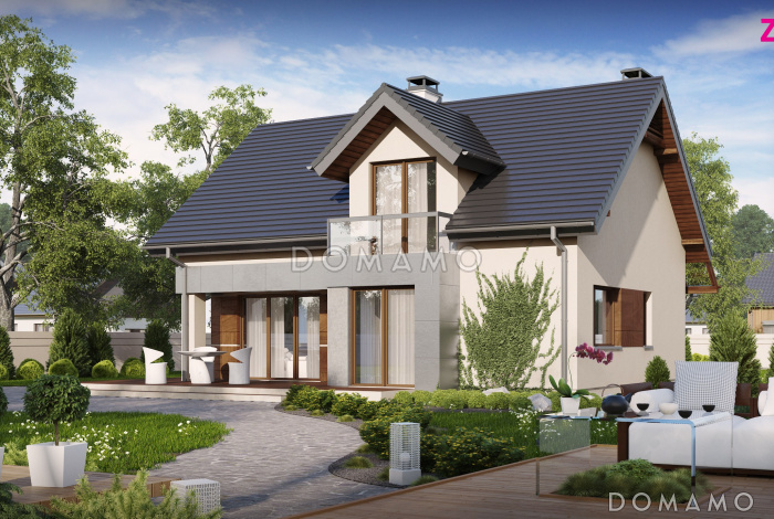 Проект классического мансардного дома из газобетона с современными элементами архитектуры