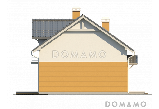 Проект одноэтажного мансардного дома из газобетона с кабинетом и балконом / Фасад 4