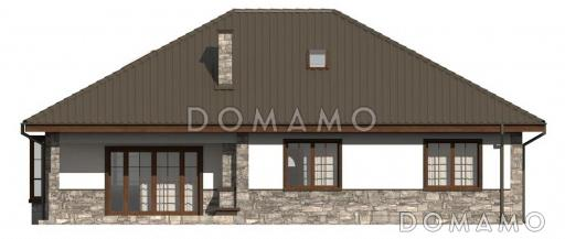 Проект одноэтажного дома из газобетона с мансардой и барбекю на террасе  / Фасад 3