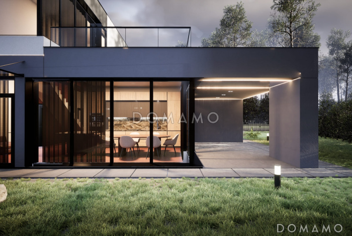 Проект современного двухэтажного дома с 4 спальнями и балконом