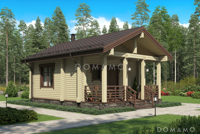 Проект бани с гостевой комнатой, террасой, парной и душевой